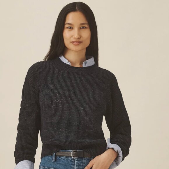 Buck Mason Sweaters - Buck Mason Seafarer Cotton Shrunken Crew Navy Medium